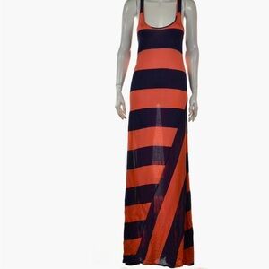SPLENDID - Women’s Summer Maxi Dress - SIZE M - Coral / Navy Striped